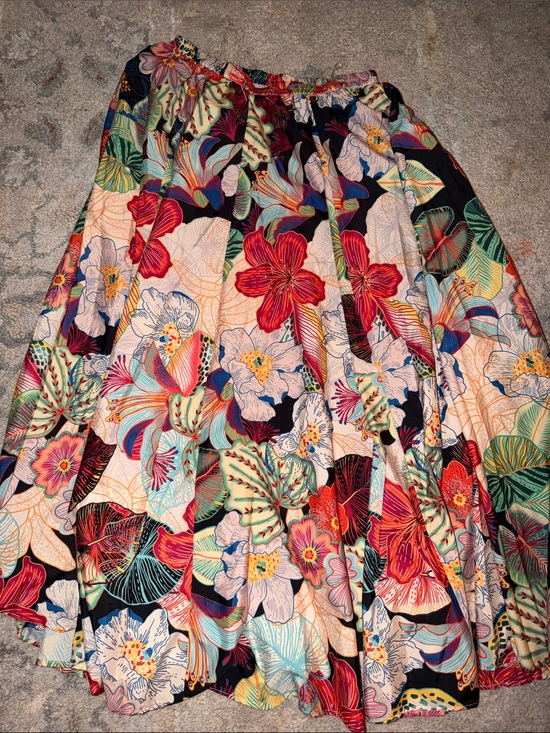 Christian Siriano Dresses & Skirts - Christian Siriano Black Floral Circle Skirt with Red & Green Accents